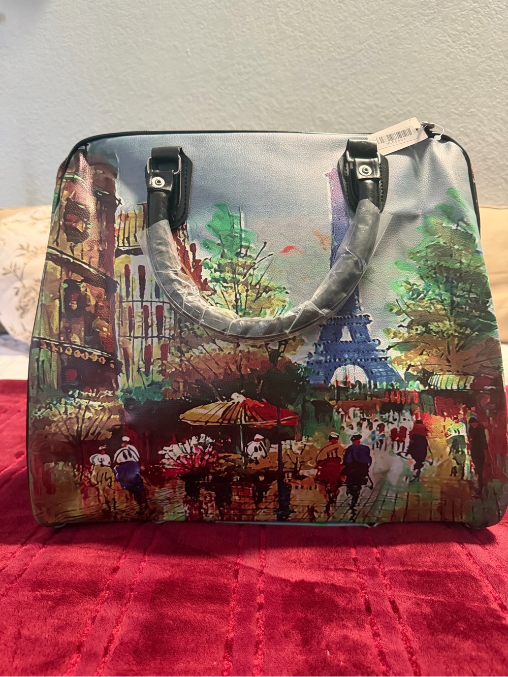 Artistic Paris Scene Handbag in Multicolor